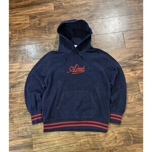 Aime Leon Dore Dark Blue And Red Embroidered Hoodie Size Medium